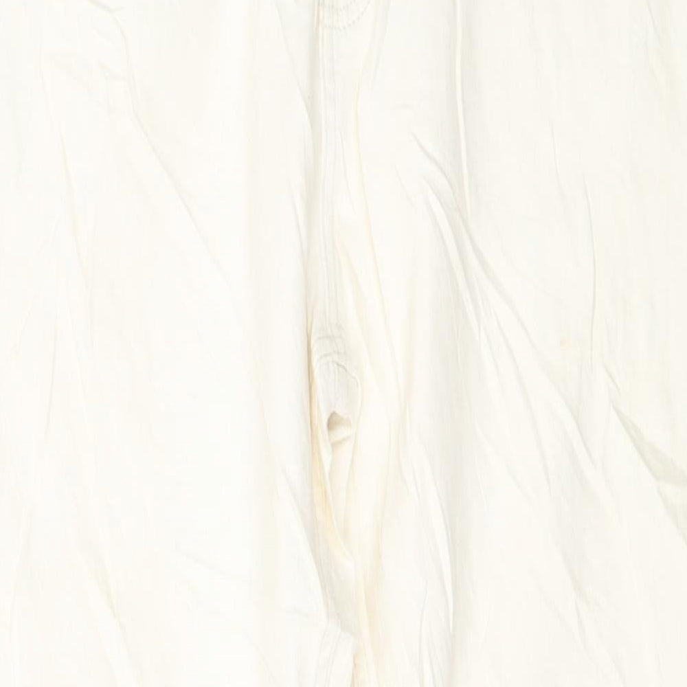 Marks and Spencer Womens Ivory Cotton Straight Jeans Size 16 L29 in Slim Button