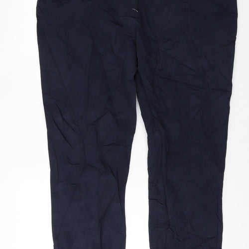 Marks and Spencer Mens Blue Cotton Trousers Size 38 in L33 in Regular Button