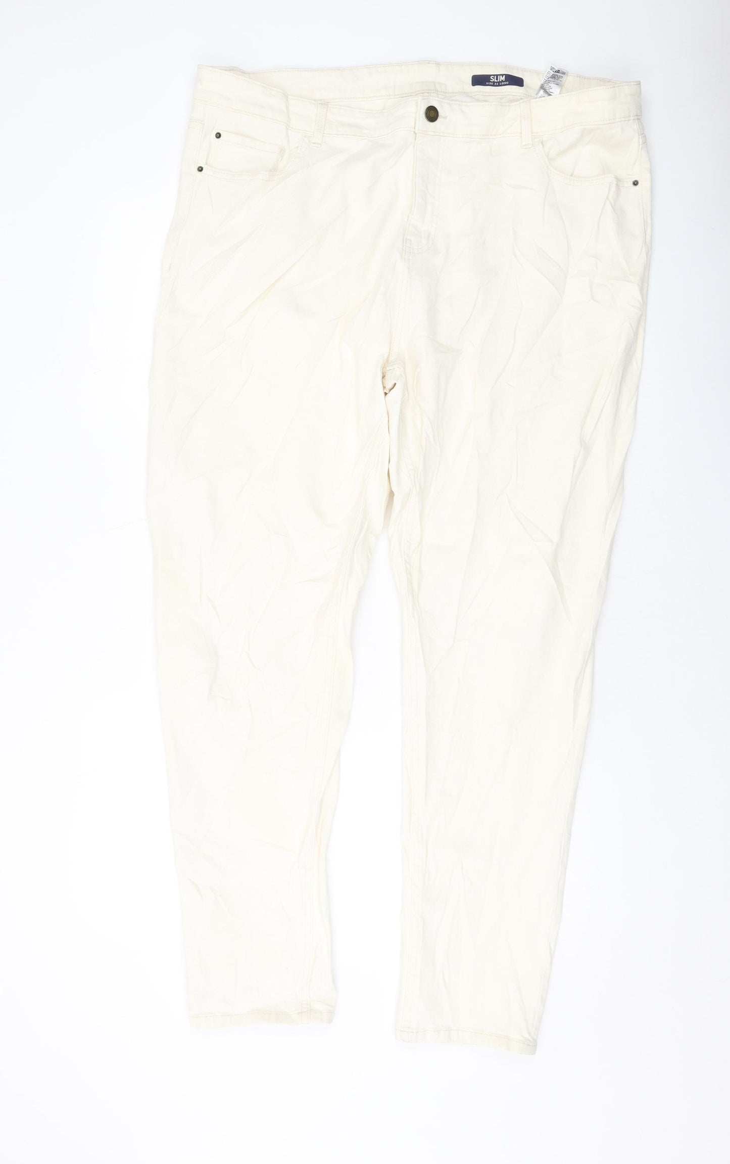 Marks and Spencer Womens Ivory Cotton Skinny Jeans Size 22 L30 in Regular Button