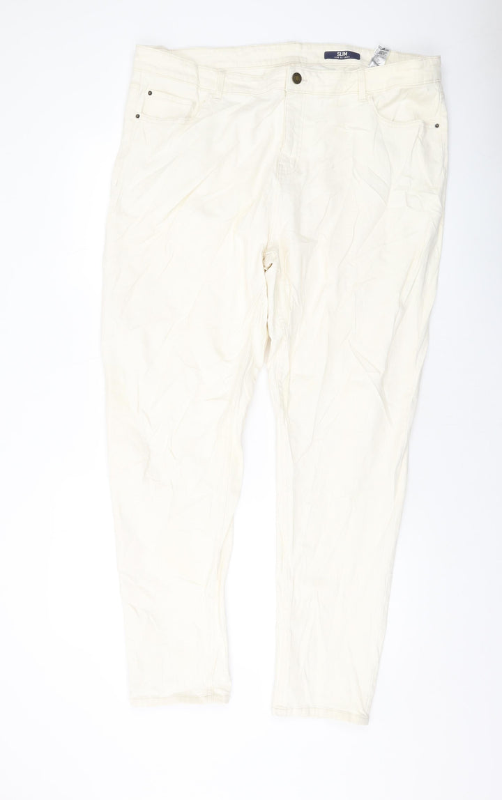 Marks and Spencer Womens Ivory Cotton Skinny Jeans Size 22 L30 in Regular Button