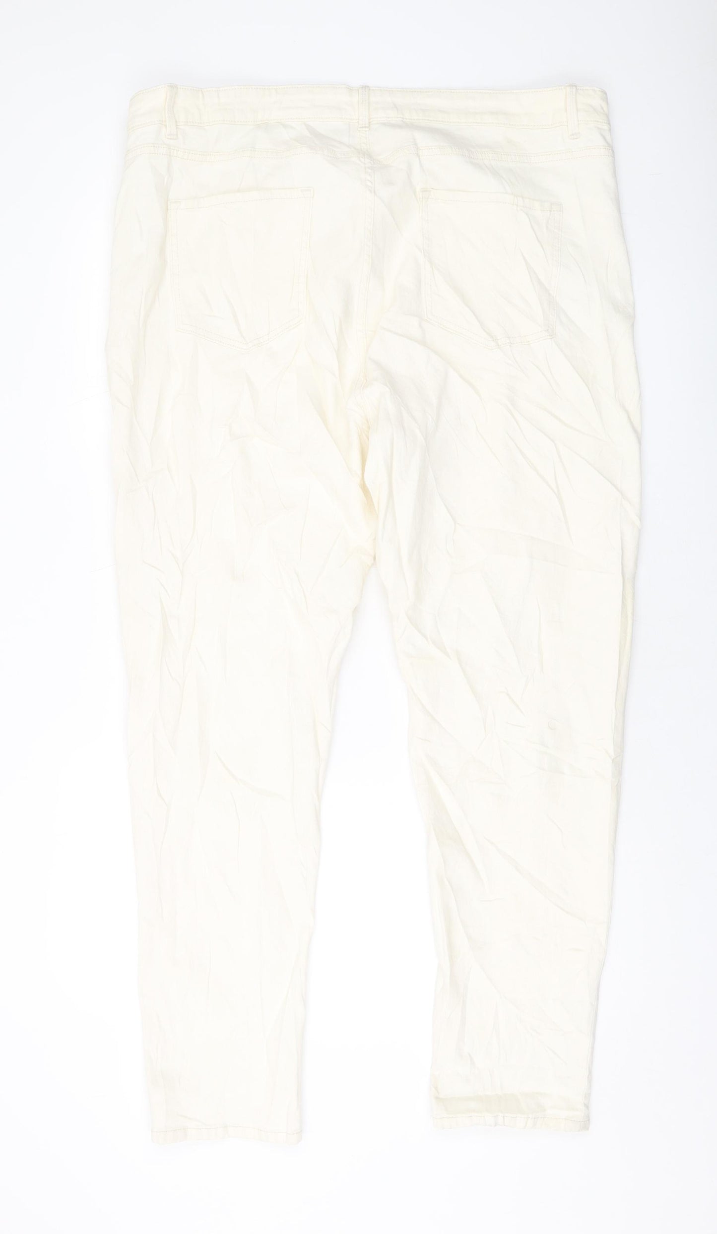 Marks and Spencer Womens Ivory Cotton Skinny Jeans Size 22 L30 in Regular Button