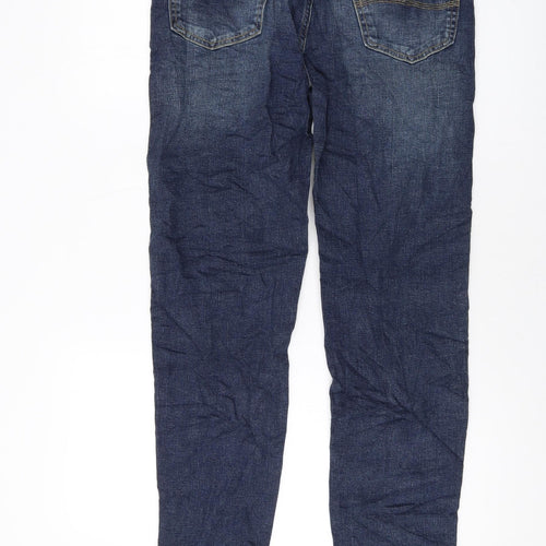 Marks and Spencer Mens Blue Cotton Skinny Jeans Size 30 in L33 in Regular Button