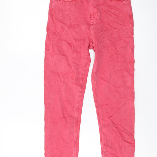 Marks and Spencer Womens Pink Cotton Cropped Jeans Size 8 L22 in Regular Button