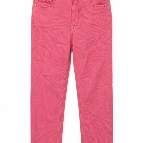 Marks and Spencer Womens Pink Cotton Cropped Jeans Size 8 L22 in Regular Button