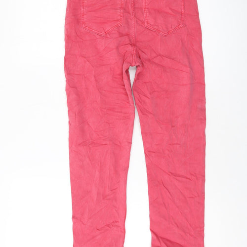 Marks and Spencer Womens Pink Cotton Cropped Jeans Size 8 L22 in Regular Button