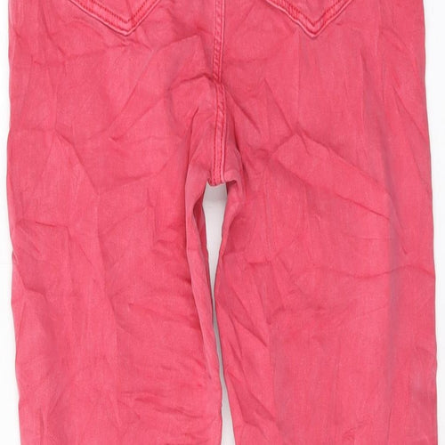 Marks and Spencer Womens Pink Cotton Cropped Jeans Size 8 L22 in Regular Button