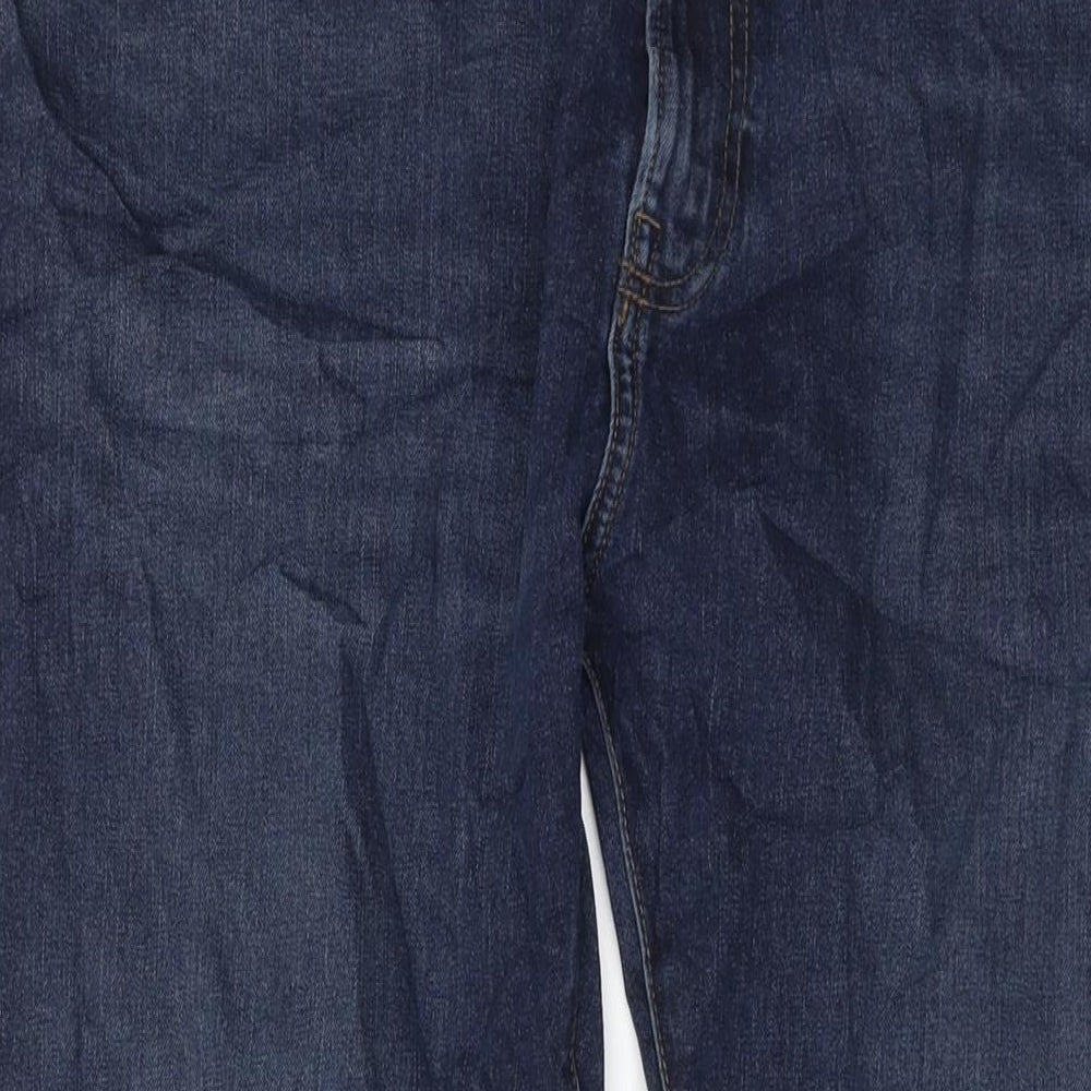 Marks and Spencer Mens Blue Cotton Straight Jeans Size 38 in L31 in Regular Button