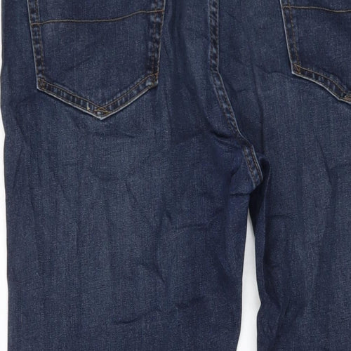 Marks and Spencer Mens Blue Cotton Straight Jeans Size 38 in L31 in Regular Button