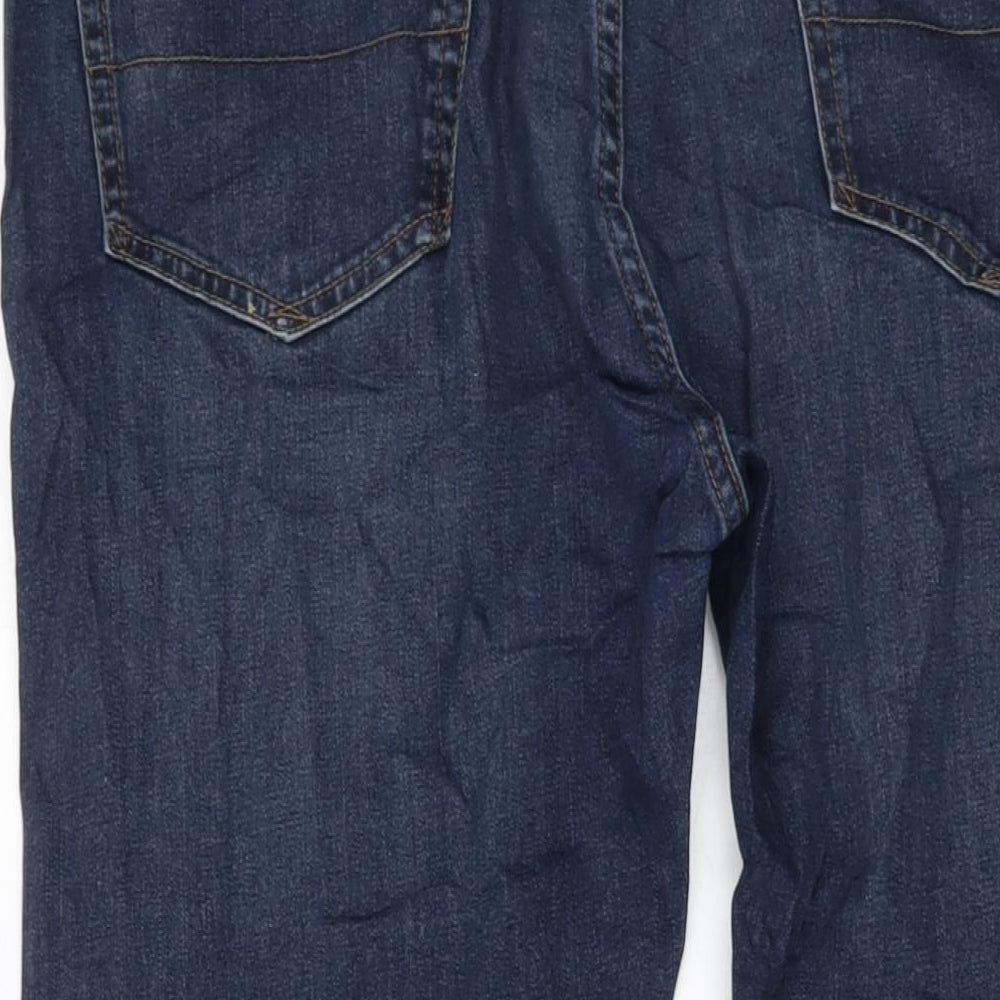 Marks and Spencer Mens Blue Cotton Straight Jeans Size 38 in L31 in Regular Button