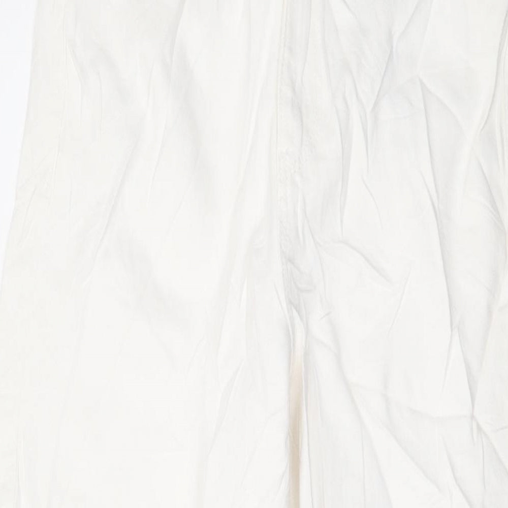 Marks and Spencer Womens Ivory Cotton Mom Jeans Size 8 L29 in Regular Button