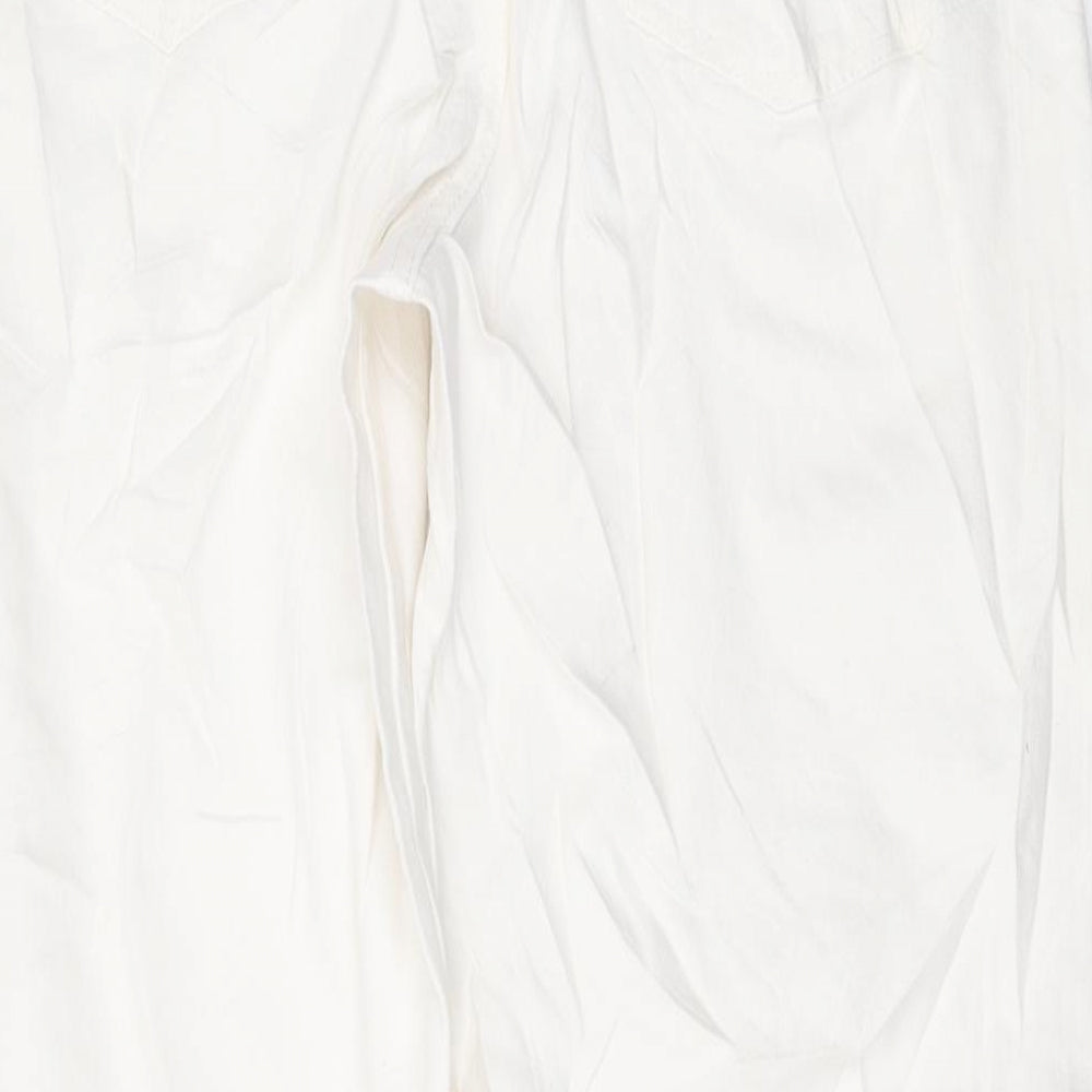 Marks and Spencer Womens Ivory Cotton Mom Jeans Size 8 L29 in Regular Button