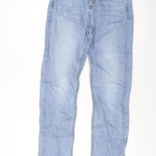 Marks and Spencer Womens Blue Cotton Straight Jeans Size 12 L29 in Regular Button