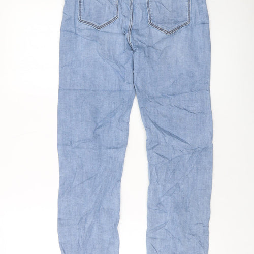 Marks and Spencer Womens Blue Cotton Straight Jeans Size 12 L29 in Regular Button