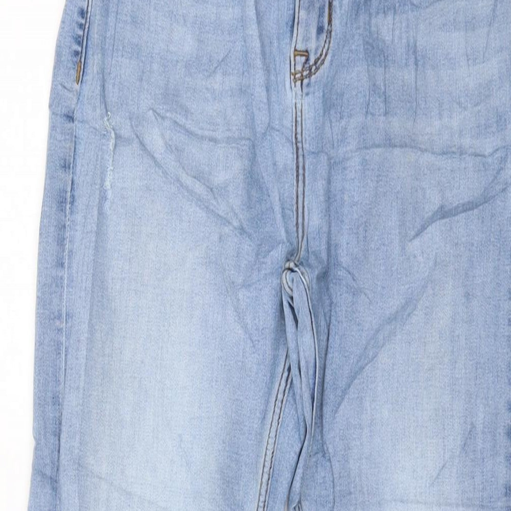 Marks and Spencer Womens Blue Cotton Straight Jeans Size 12 L29 in Regular Button
