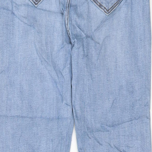 Marks and Spencer Womens Blue Cotton Straight Jeans Size 12 L29 in Regular Button