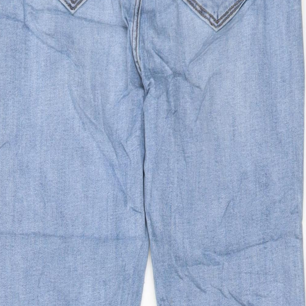 Marks and Spencer Womens Blue Cotton Straight Jeans Size 12 L29 in Regular Button