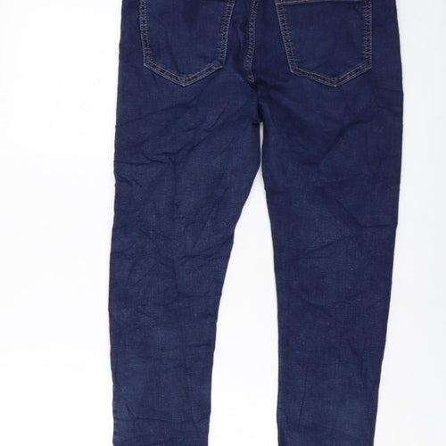 Marks and Spencer Womens Blue Cotton Skinny Jeans Size 12 L25 in Regular Button