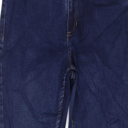 Marks and Spencer Womens Blue Cotton Skinny Jeans Size 12 L25 in Regular Button
