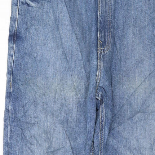 Marks and Spencer Mens Blue Cotton Straight Jeans Size 34 in L31 in Regular Button