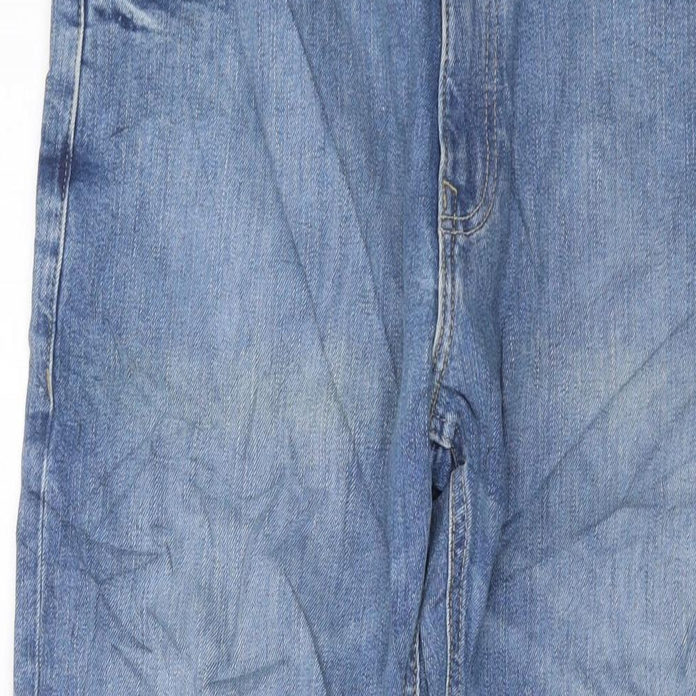 Marks and Spencer Mens Blue Cotton Straight Jeans Size 34 in L31 in Regular Button