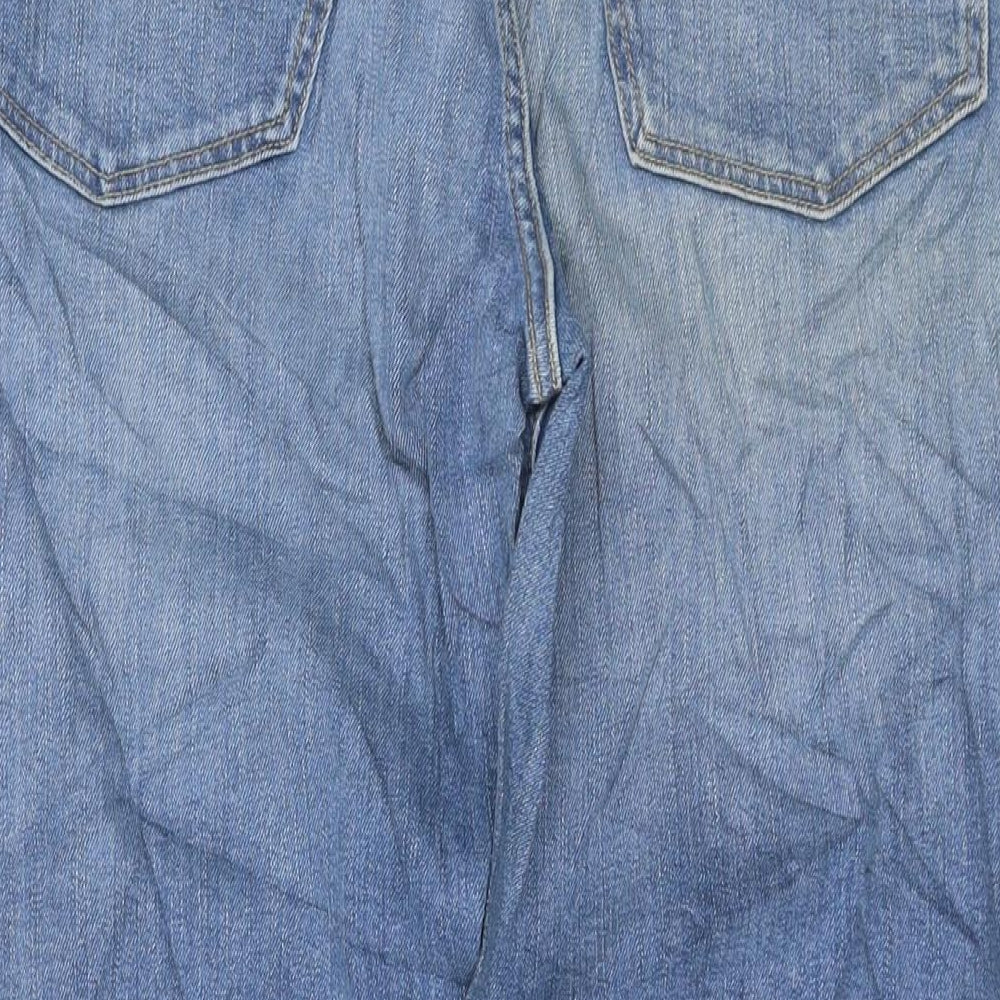 Marks and Spencer Mens Blue Cotton Straight Jeans Size 34 in L31 in Regular Button