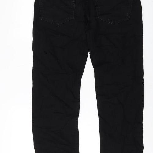 Marks and Spencer Mens Black Cotton Straight Jeans Size 32 in L29 in Regular Button