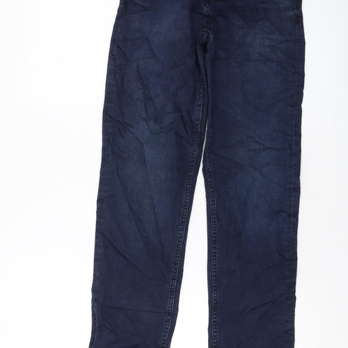 Marks and Spencer Womens Blue Cotton Straight Jeans Size 6 L30 in Regular Button