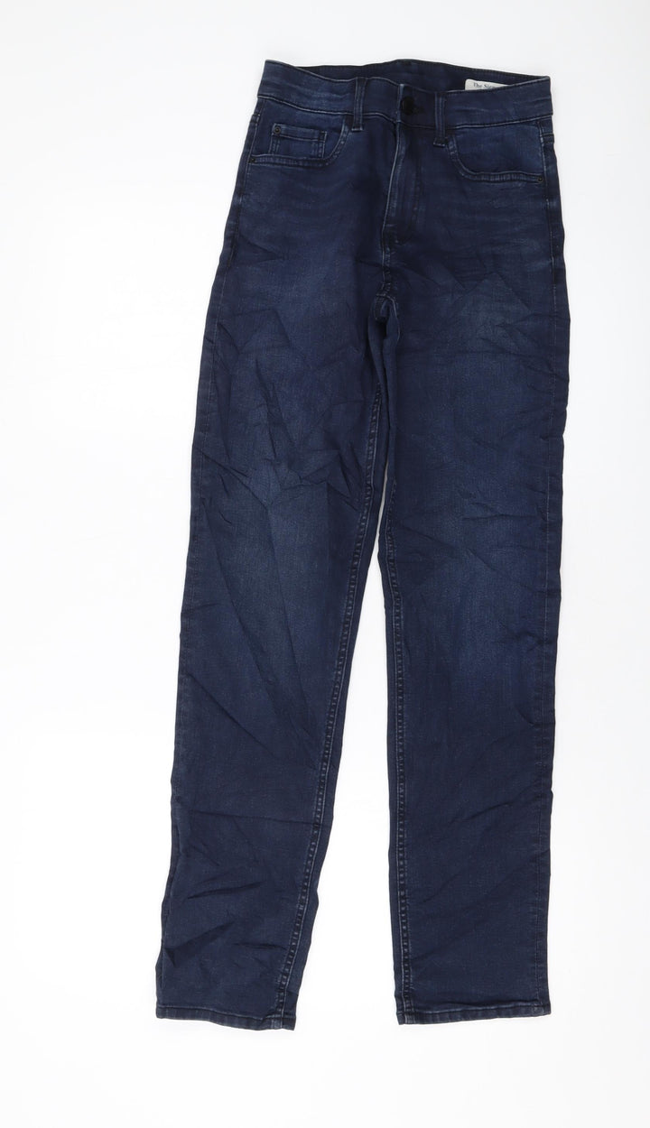 Marks and Spencer Womens Blue Cotton Straight Jeans Size 6 L30 in Regular Button