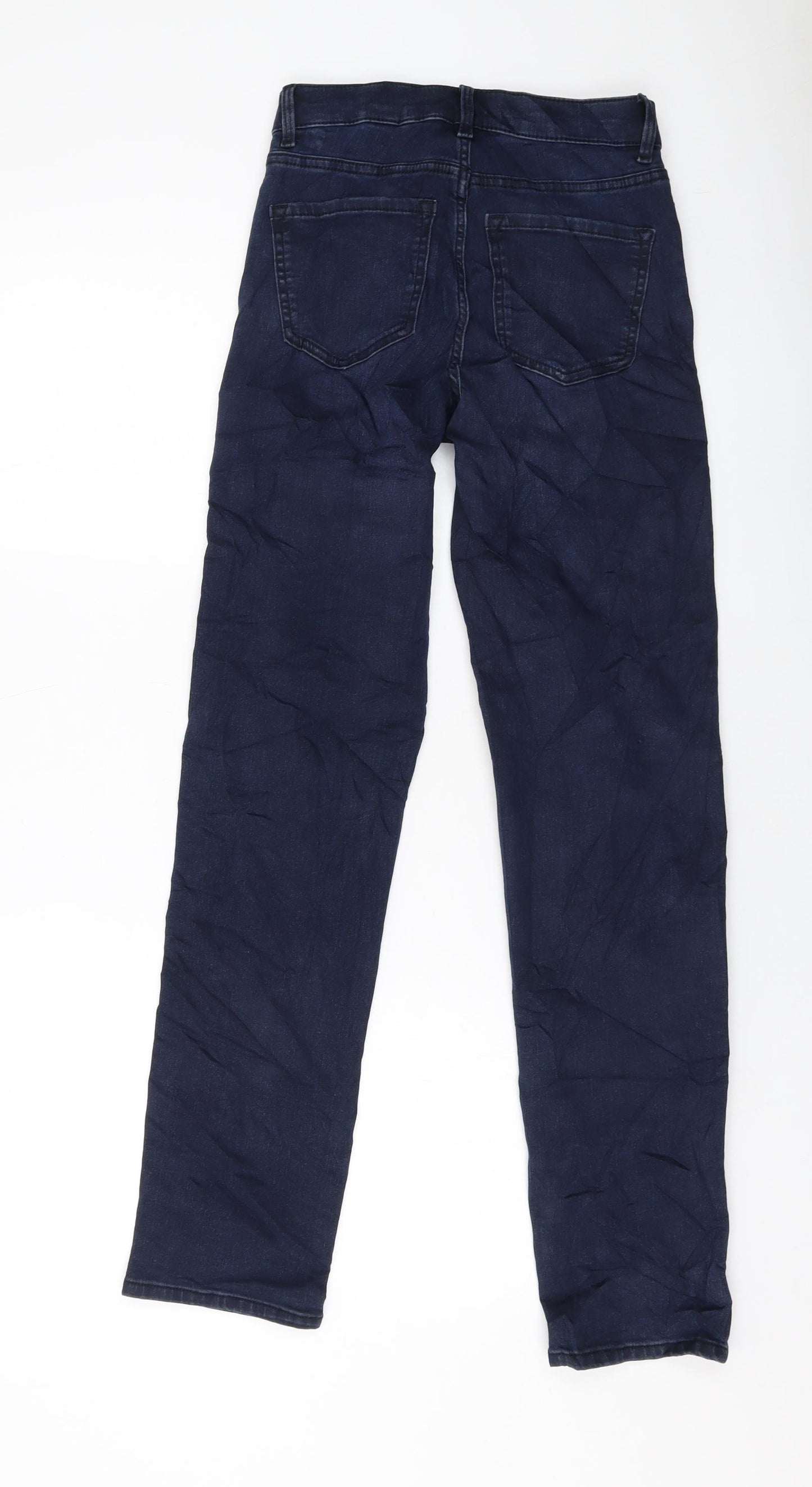 Marks and Spencer Womens Blue Cotton Straight Jeans Size 6 L30 in Regular Button