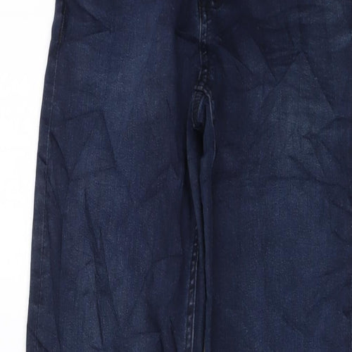 Marks and Spencer Womens Blue Cotton Straight Jeans Size 6 L30 in Regular Button