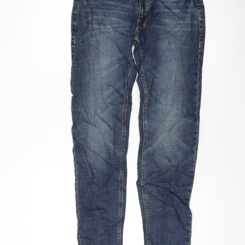 Marks and Spencer Mens Blue Cotton Skinny Jeans Size 28 in L31 in Regular Button