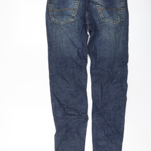 Marks and Spencer Mens Blue Cotton Skinny Jeans Size 28 in L31 in Regular Button