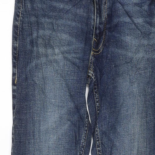 Marks and Spencer Mens Blue Cotton Skinny Jeans Size 28 in L31 in Regular Button