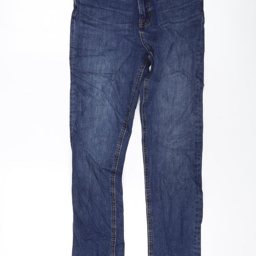 Marks and Spencer Womens Blue Cotton Skinny Jeans Size 6 L28 in Regular Button