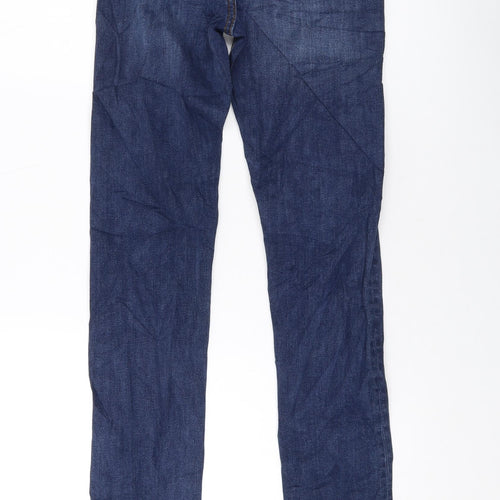 Marks and Spencer Womens Blue Cotton Skinny Jeans Size 6 L28 in Regular Button