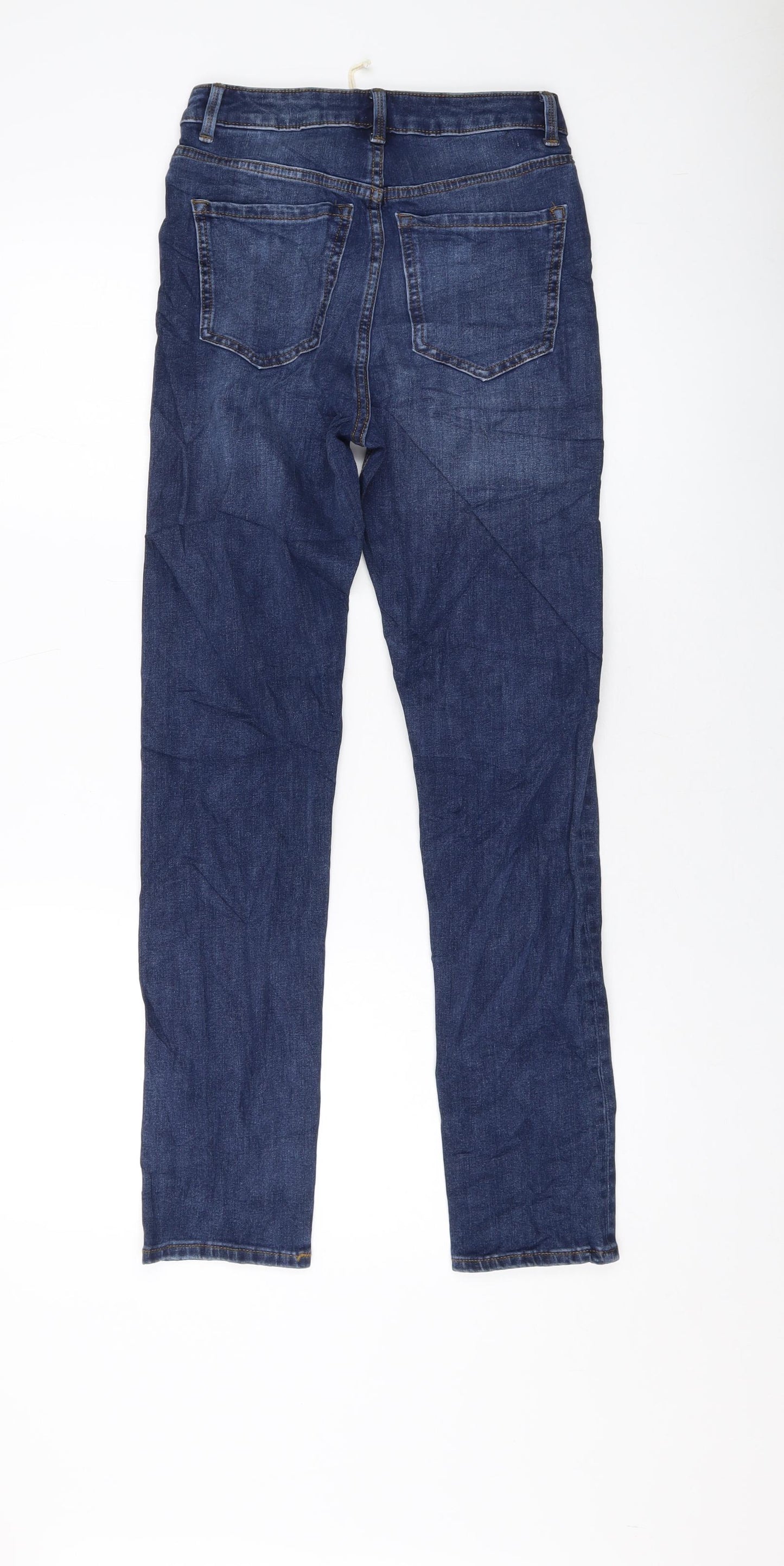Marks and Spencer Womens Blue Cotton Skinny Jeans Size 6 L28 in Regular Button