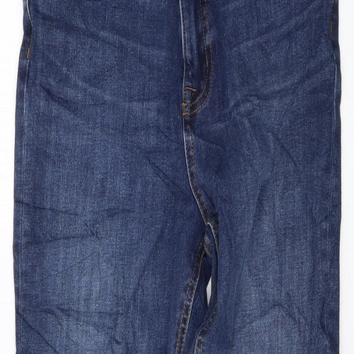 Marks and Spencer Womens Blue Cotton Skinny Jeans Size 6 L28 in Regular Button