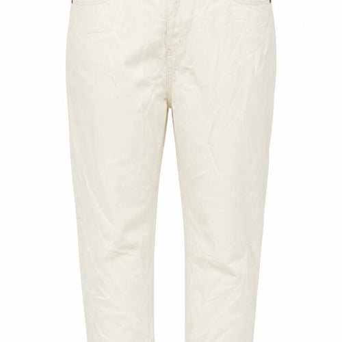 Marks and Spencer Womens Ivory Cotton Mom Jeans Size 22 L26 in Slim Button