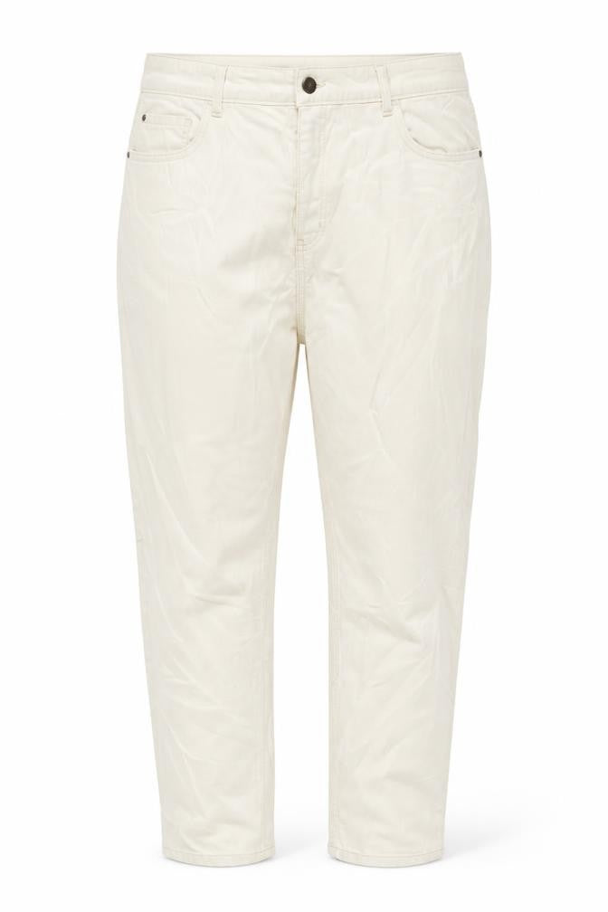 Marks and Spencer Womens Ivory Cotton Mom Jeans Size 22 L26 in Slim Button