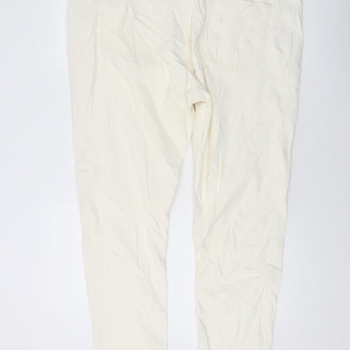 Marks and Spencer Womens Ivory Cotton Mom Jeans Size 22 L26 in Slim Button