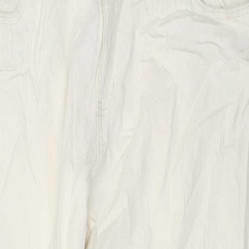 Marks and Spencer Womens Ivory Cotton Mom Jeans Size 22 L26 in Slim Button