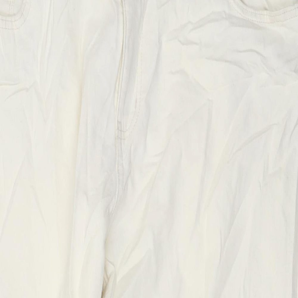 Marks and Spencer Womens Ivory Cotton Mom Jeans Size 22 L26 in Slim Button