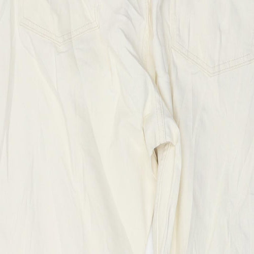 Marks and Spencer Womens Ivory Cotton Mom Jeans Size 22 L26 in Slim Button