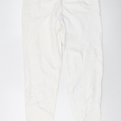 Marks and Spencer Womens White Cotton Mom Jeans Size 10 L27 in Regular Button