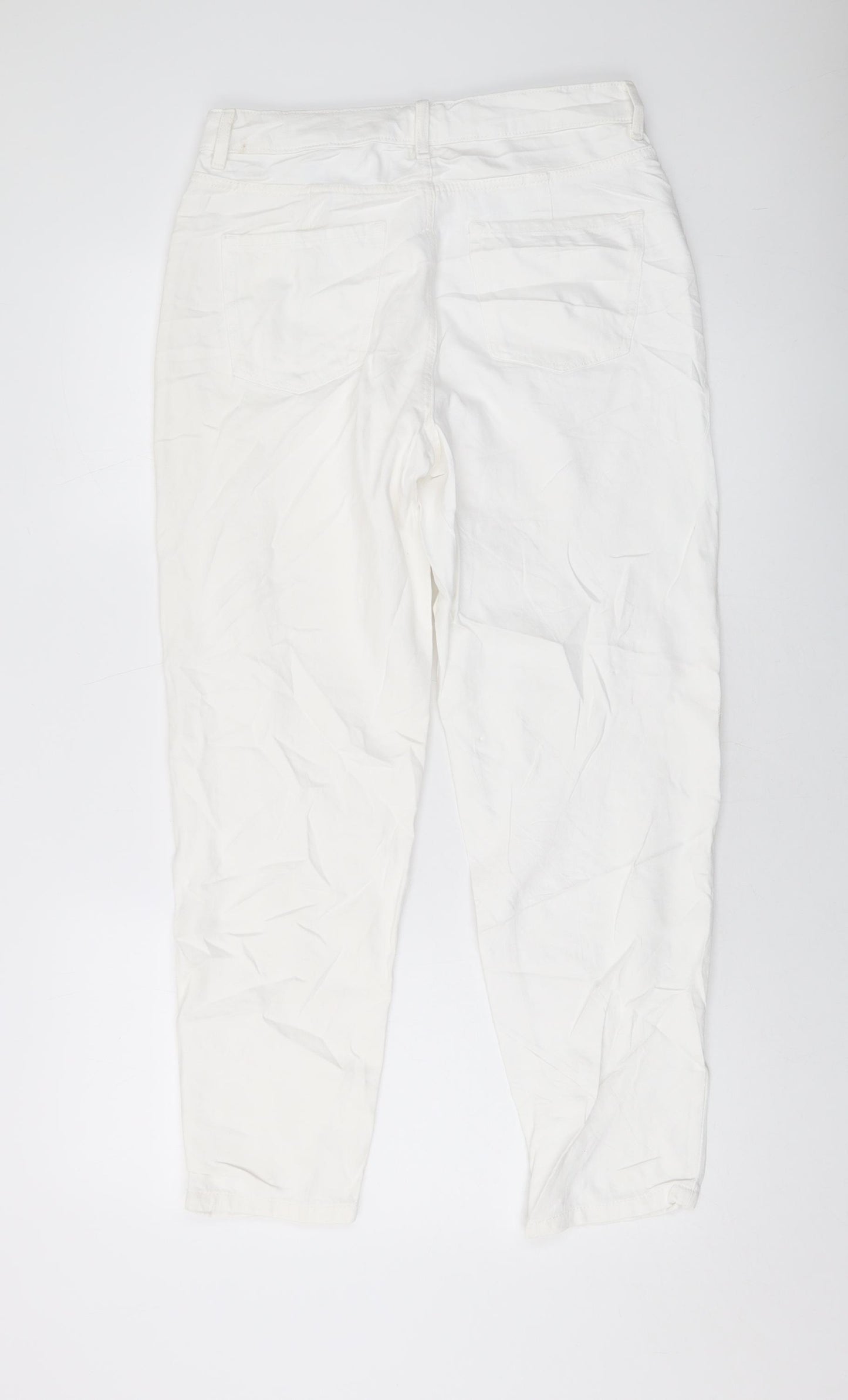 Marks and Spencer Womens White Cotton Mom Jeans Size 10 L27 in Regular Button