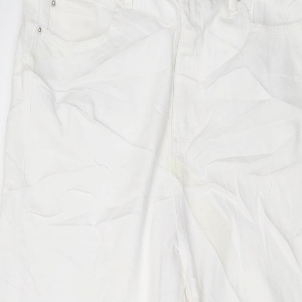 Marks and Spencer Womens White Cotton Mom Jeans Size 10 L27 in Regular Button