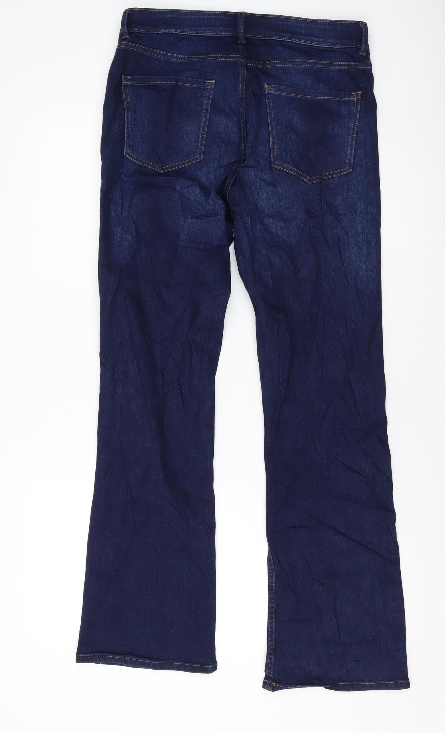 Marks and Spencer Womens Blue Cotton Bootcut Jeans Size 14 L30 in Regular Button