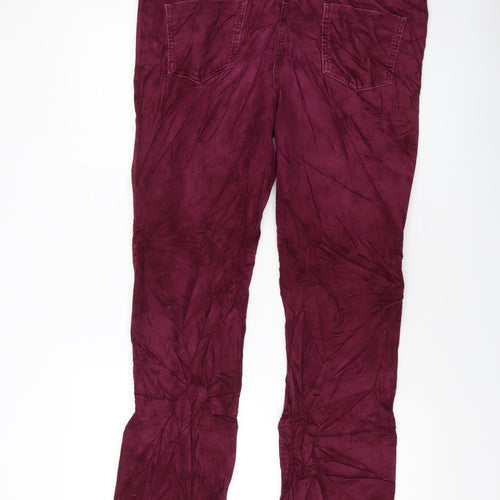 Marks and Spencer Womens Purple Cotton Trousers Size 16 L30 in Regular Button