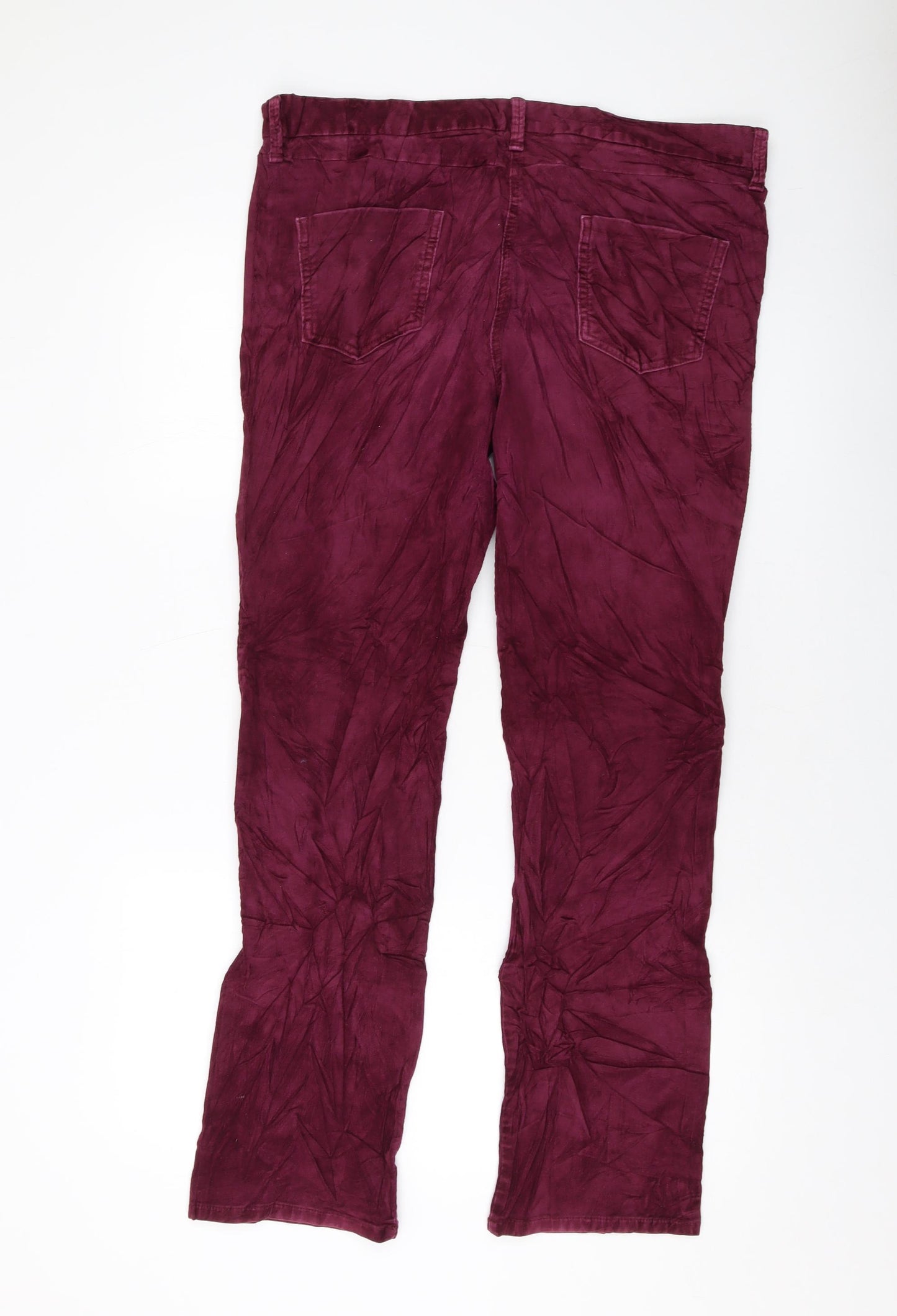 Marks and Spencer Womens Purple Cotton Trousers Size 16 L30 in Regular Button