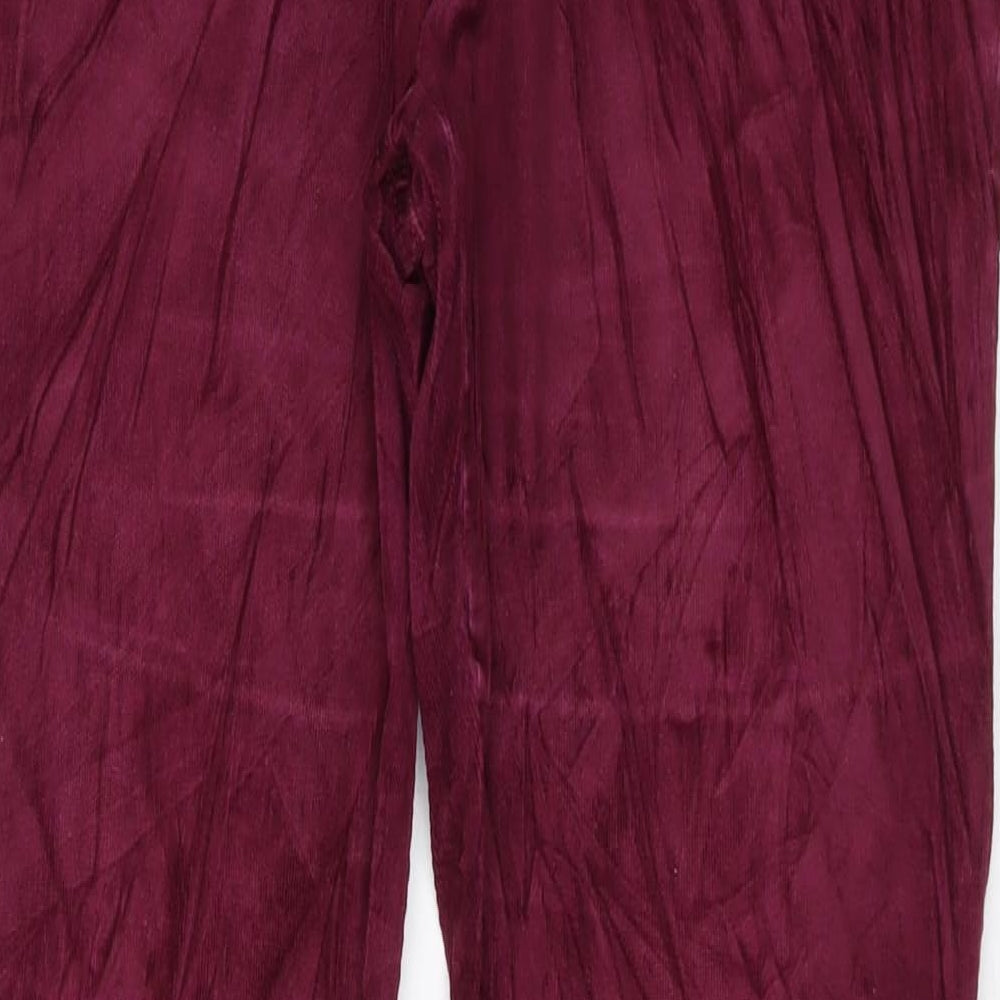 Marks and Spencer Womens Purple Cotton Trousers Size 16 L30 in Regular Button